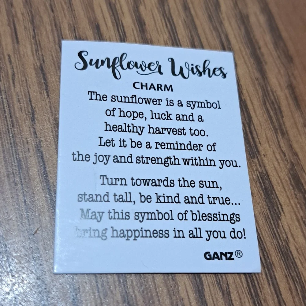 GANZ Sunflower Charm with Silver Leaf/  UNDLE ONLY - Picture 5 of 5